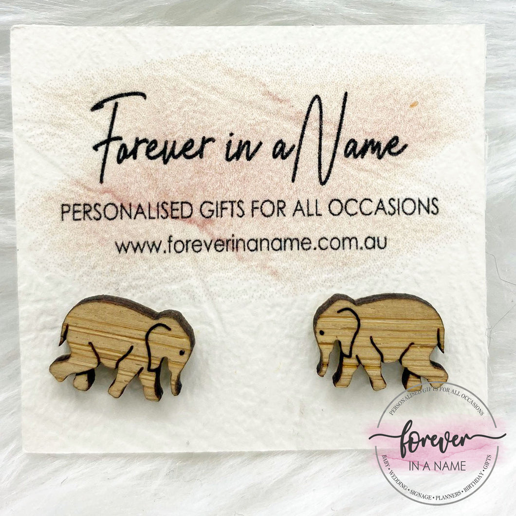 Bamboo Elephant Stud Earrings