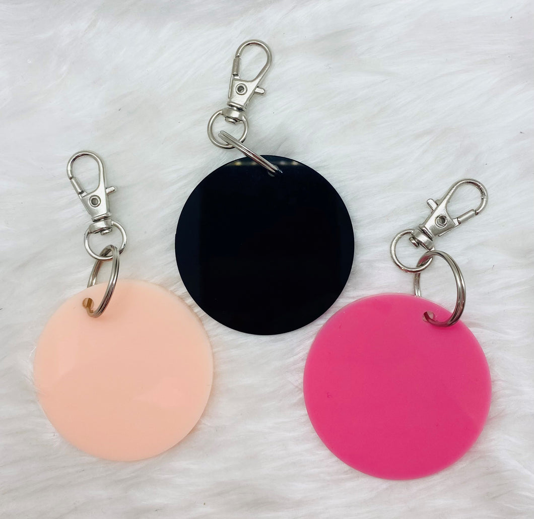Coloured Acrylic Round Keyring / Bag Tag