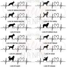 Load image into Gallery viewer, I Love My Dog Breed Car Window Decal