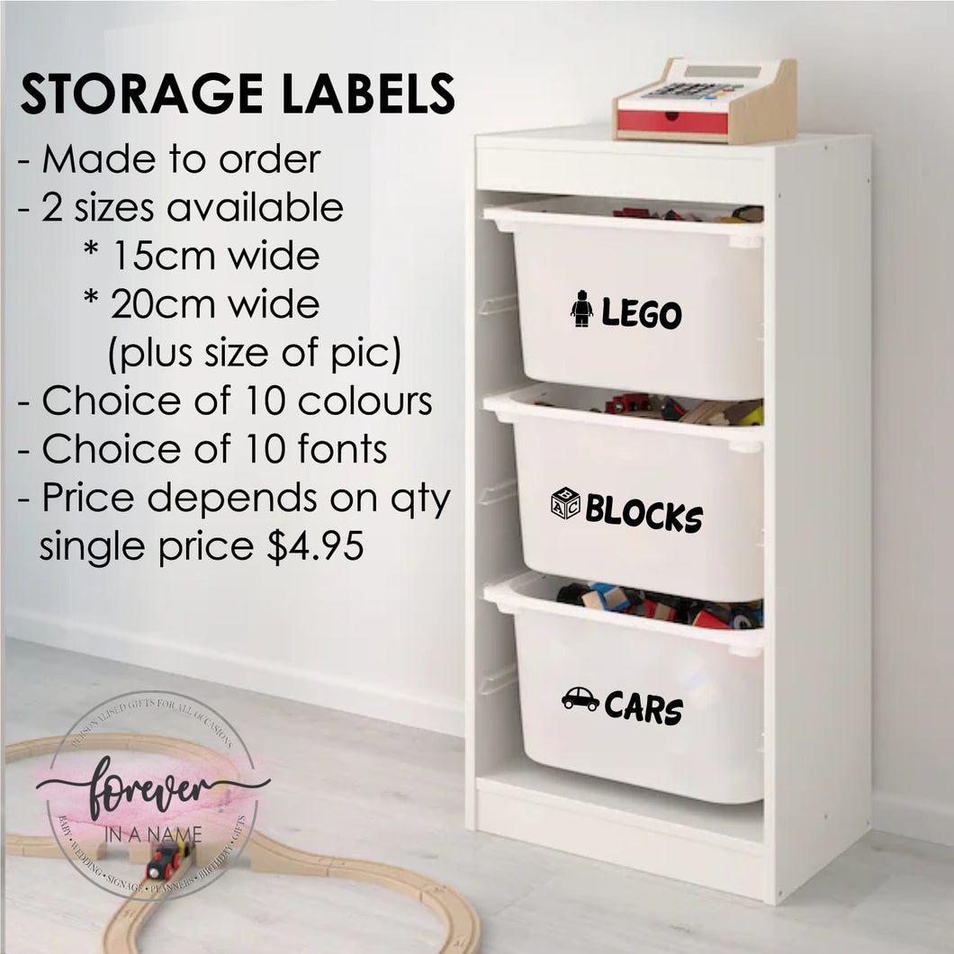 Storage Tub Labels